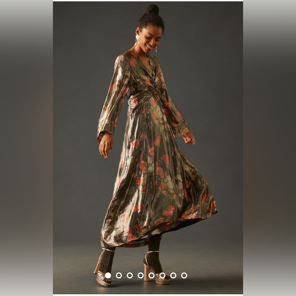 NWT！Anthropologie Caballero Deep V-Neck Maxi Dress size：xxsp